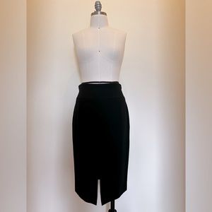 Giorgio Armani black wool pencil skirt with front slit
